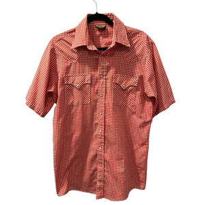 Vintage 90's Holt Western Wear Pearl Snap Gingham Short Sleeve Shirt Size Large